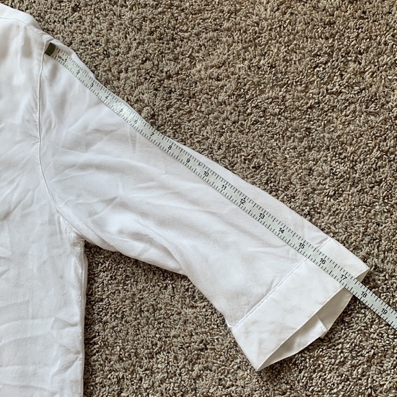 Chico’s White Button Down Front Tie 3/4 Sleeve Blouse - Picture 11 of 14